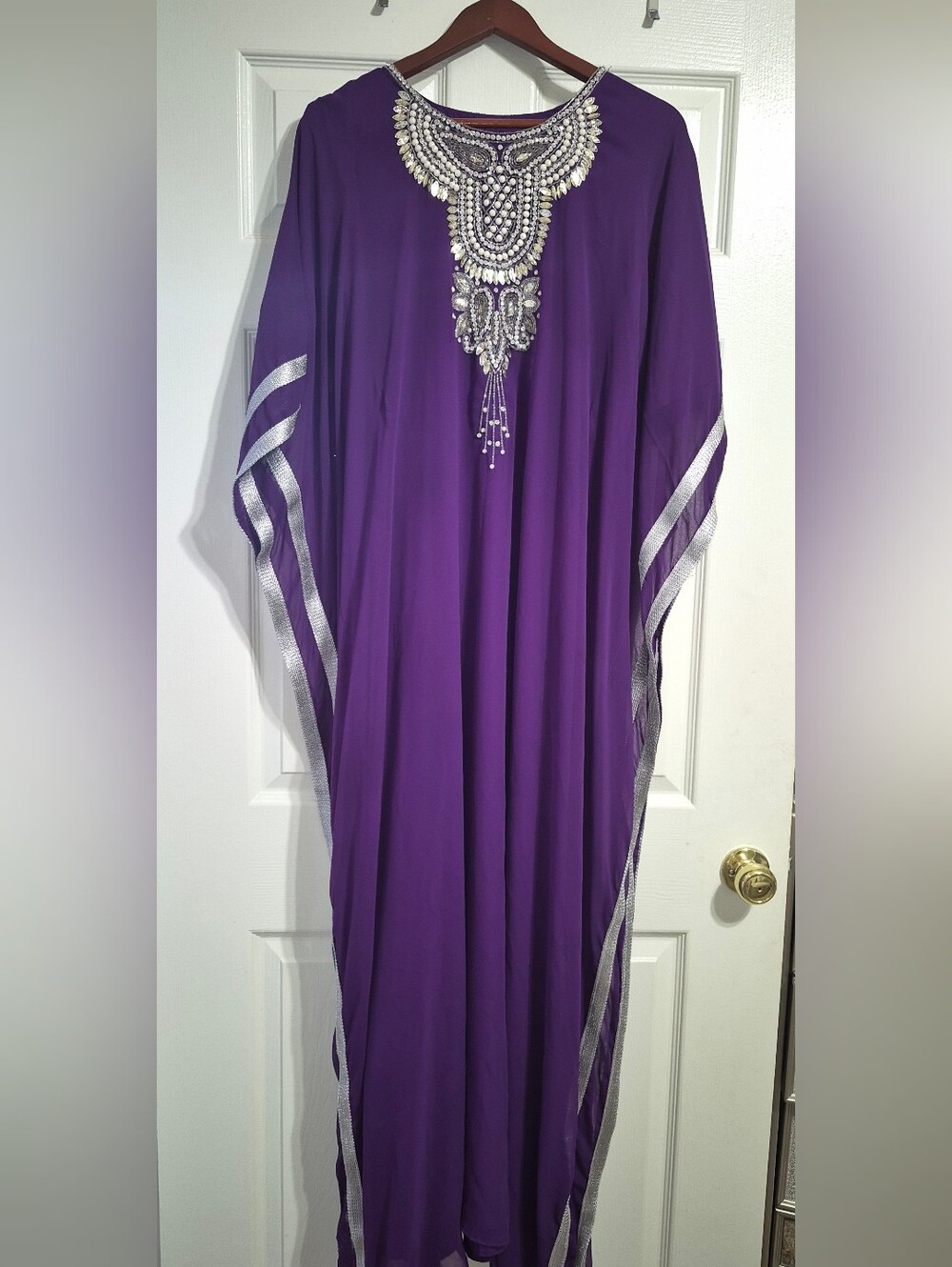 Elegant Purple Embellished Women’s Kaftan Dress